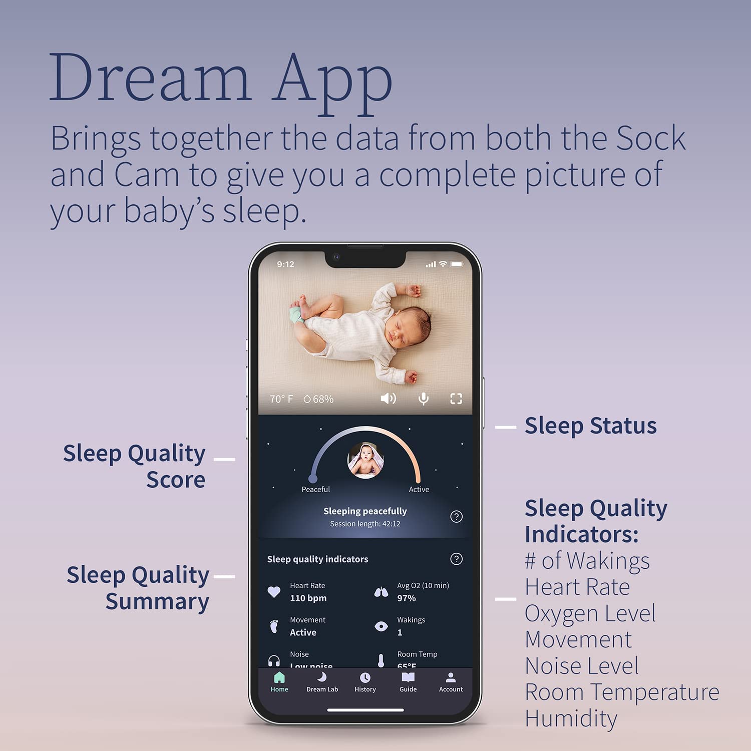 Owlet Dream Duo Smart Baby Monitor - Video Baby Monitor with HD Camera & Dream Sock: Only Baby Monitor to Track Heart Rate & Average Oxygen as Sleep Quality Indicators - Image 3